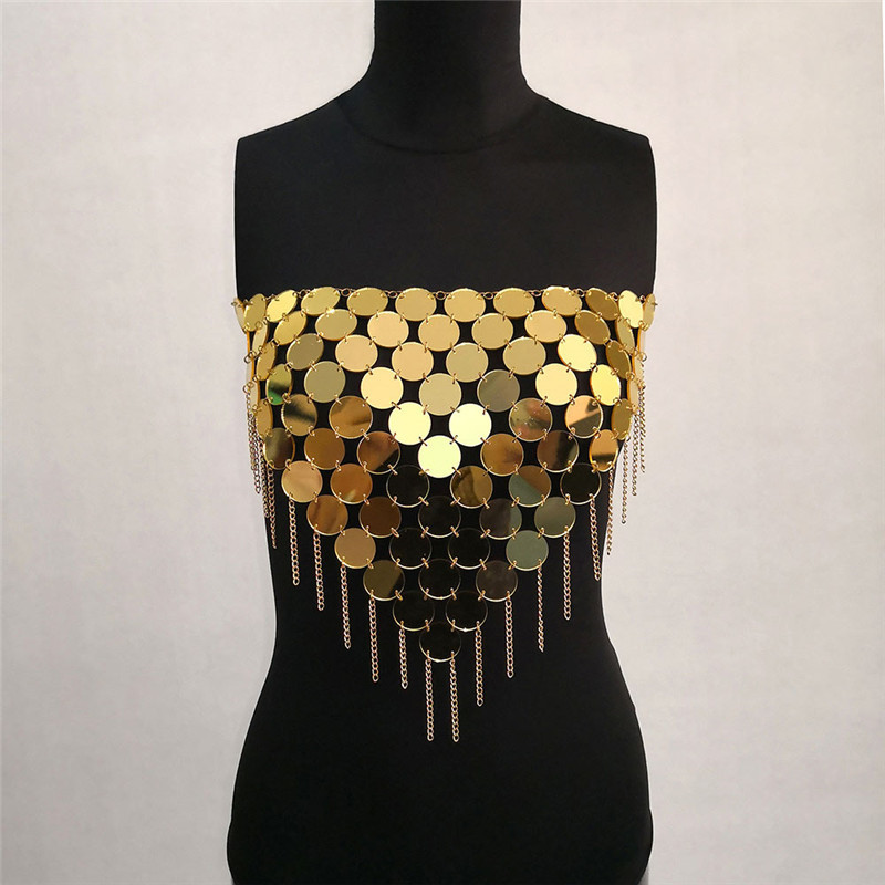 Metallic Sequin Halter Crop Top 