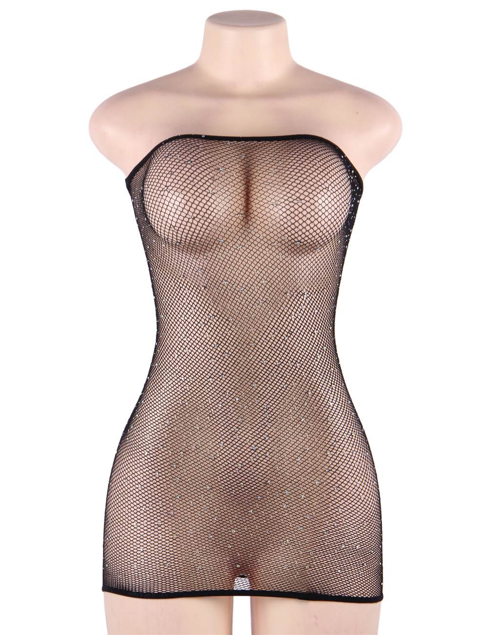 Fishnet Off-the-shoulder Sparkle Bodystocking